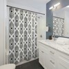 Striped Shower Curtain with Geometric Bath Decor - Bathroom Curtain