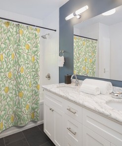 Stunning Lemon Grove Tree Pattern William Morris Shower Curtain for Chic Bathroom Decor