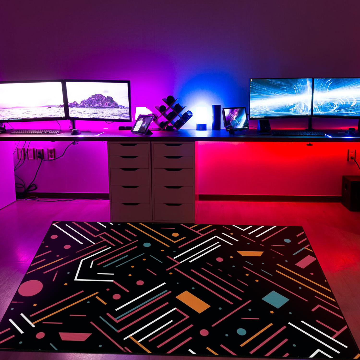 Stylish Geometric Arcade Pattern Personalized Rug