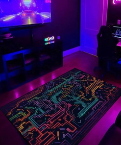 Stylish Glitch Art Arcade Area Rug for Living Room and Bedroom