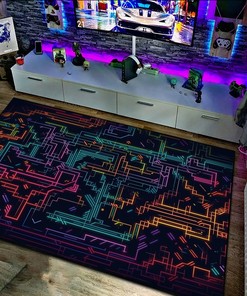 Stylish Glitch Art Arcade Area Rug for Living Room and Bedroom