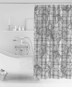 Stylish Lemon Shower Curtain with Plaid Check Pattern for Bathrooms