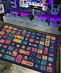 Stylish Minimalist Game Icons Area Rug for Home Decoration