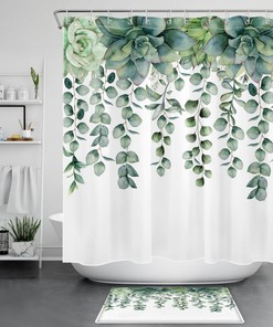 Succulent Shower Curtain for Bathroom Decor and Home Decor
