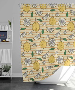 Summer Lemonade Shower Curtain for Yellow Bathroom Decor