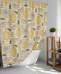 Summer Lemonade Shower Curtain for Yellow Bathroom Decor