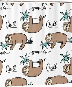 Summer Sloth Shower Curtain: Hanging on a Branch
