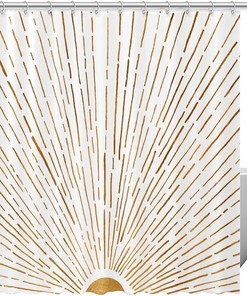 Sun Light Gold Lines Shower Curtain for Bathroom Decor