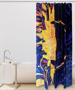 Sun and Moon Shower Curtain with Celestial Design for Bathroom Decor