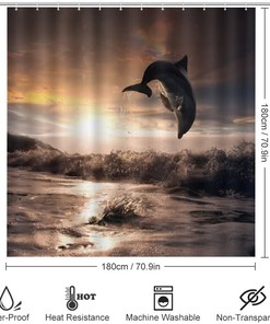 Sunset Dolphin Shower Curtain for Bathroom, Home Decor
