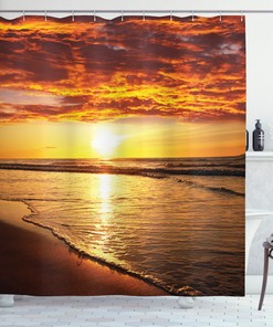 Sunset at Seaside Hawaiian Beach Shower Curtain for Your Dream Spa-Like Bathroom