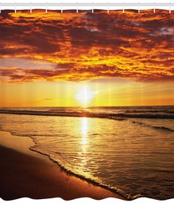 Sunset at Seaside Hawaiian Beach Shower Curtain for Your Dream Spa-Like Bathroom