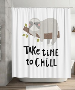 Take Time to Chill Cute Sloth Shower Curtain for Your Bathroom