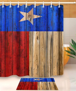 Texas Flag Wood Board Shower Curtain for Bathroom Decor