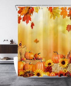 Thanksgiving Sunflower Pumpkin Shower Curtain for Bathroom Decor