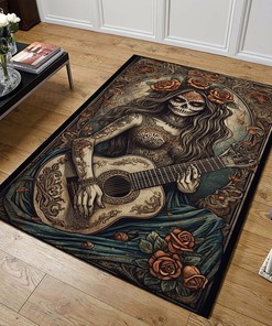 Traditional Chicano Tattoo Design Area Rug, Customizable Living Room Decoration