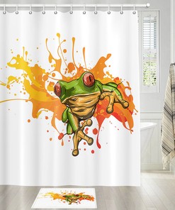 Tree Frog Doodle Shower Curtain - Bathroom Curtain Home Decor Fabric
