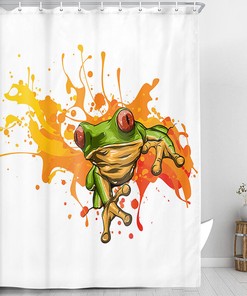 Tree Frog Doodle Shower Curtain - Bathroom Curtain Home Decor Fabric