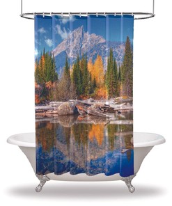 Trees Mountain Shower Curtain - Multiple Sized Waterproof Bathroom Decor