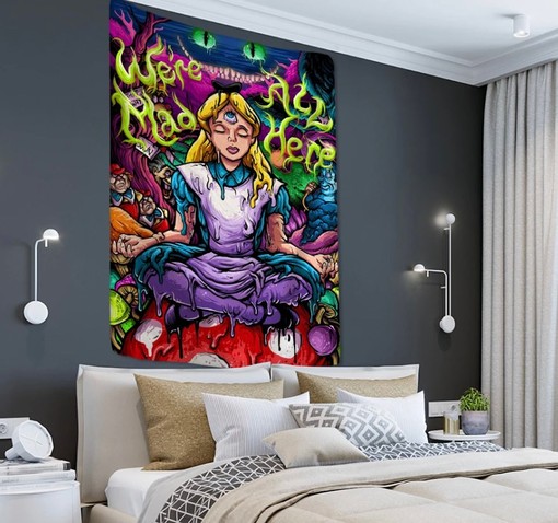 Trippy Alice in Wonderland Shower Curtain for Your Home Decor