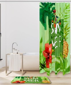 Tropical Green Frog Waterproof Shower Curtain for Bathroom Decor