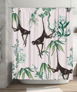 Tropical Monkeys Shower Curtain: Oriental Pattern for Your Bathroom