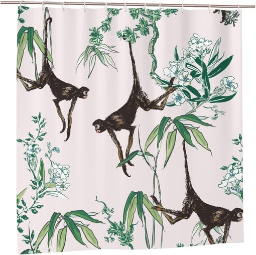Tropical Monkeys Shower Curtain: Oriental Pattern for Your Bathroom