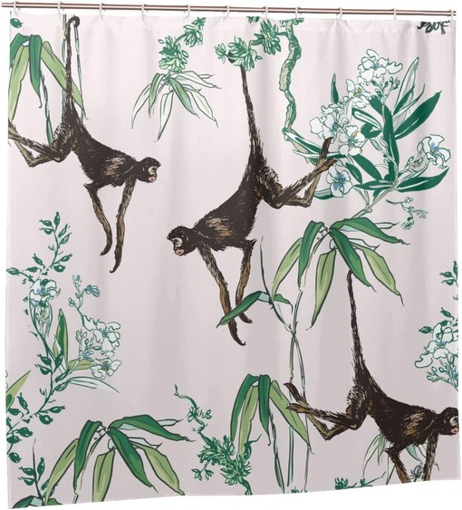 Tropical Monkeys Shower Curtain: Oriental Pattern for Your Bathroom