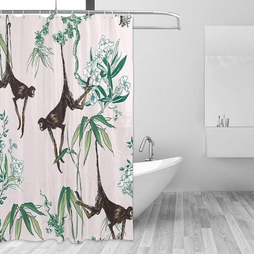 Tropical Monkeys Shower Curtain: Oriental Pattern for Your Bathroom