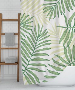 Tropical Palm Leaves Shower Curtain - Exotic Bathroom Decor