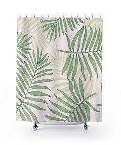 Tropical Palm Leaves Shower Curtain - Exotic Bathroom Decor