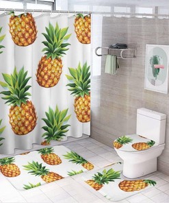 Tropical Pineapple Shower Curtain for Bathroom, Bathroom Decor