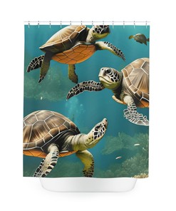 Tropical Sea Turtle Shower Curtain for Beach Themed Bathroom Decor