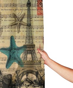 Tropical Shower Curtain - Seahorse, Seashells, Paris Eiffel Tower - Waterproof Shower Curtain for Bathroom Decor