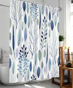 Tropical Shower Curtain with Floral and Leaf Design by Wtisan