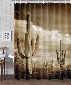 Tropical Vintage Succulent Plant Shower Curtain for Bathroom Decor