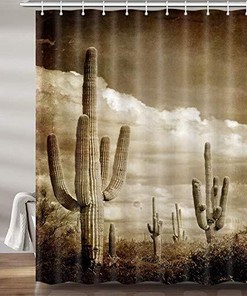 Tropical Vintage Succulent Plant Shower Curtain for Bathroom Decor