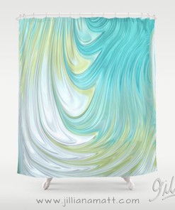 Turquoise and Green Geometric Shower Curtain for a Cool Style