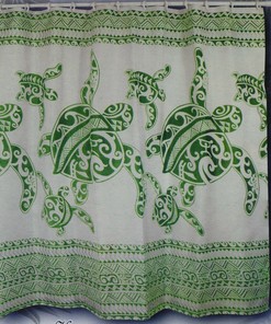 Turtle Hawaiian Fabric Shower Curtain for Sage Green Bathroom Decor and Water Repellent