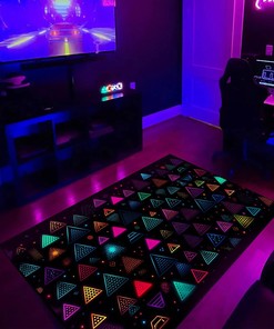 Unique Arcade Pattern Rug with Retro Style Graphic Design - Add a Touch of Nostalgia to Your Home