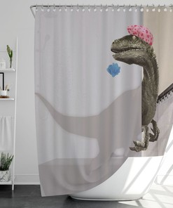 Unique Dinosaur Cartoon Shower Curtain for Bathroom Decor