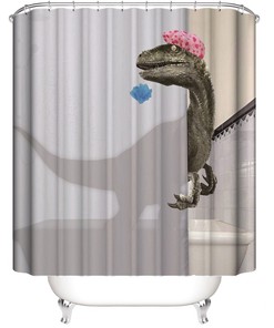 Unique Dinosaur Cartoon Shower Curtain for Bathroom Decor