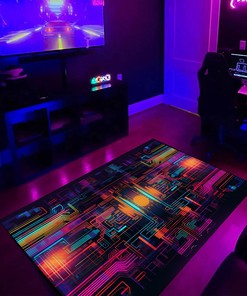 Unique Glitch Art Arcade Area Rug for Living Room and Bedroom