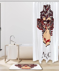 Unique Monkey Face Shower Curtain - Water-repellent Bathroom Curtain