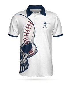 Unisex Eat Sleep Baseball Skull Short Sleeve Polo Shirt - Perfect Gift for Fans