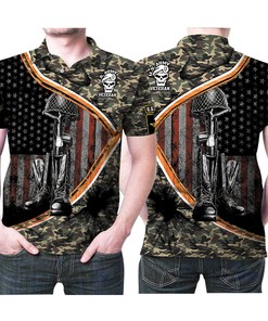 Us Army Veteran Skull Hat Boots 3D All Over Print Polo Shirt - Salute Our Brave Veterans in Style