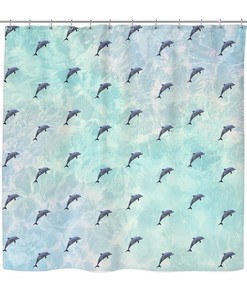 Vapor Wave Dolphin Shower Curtain with Home Decor