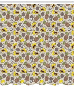 Vegan Pattern Shower Curtain for Bathroom, Home Decor