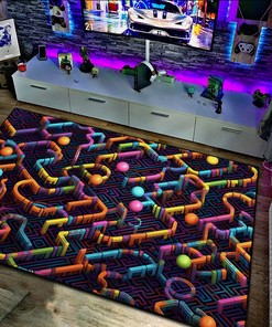 Vibrant Arcade Pattern Personalized Rug for Living Room