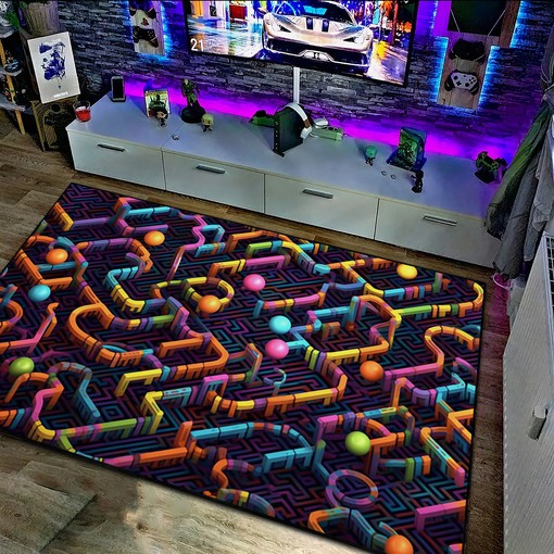 Vibrant Arcade Pattern Personalized Rug for Living Room